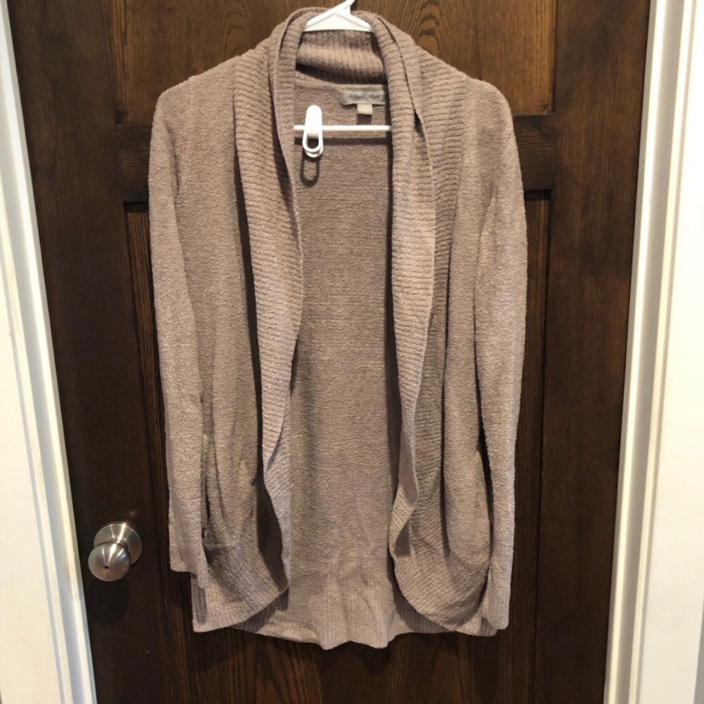 Barefoot Dreams Open Cardigan Taupe Light Brown Size Medium Cozychic Lite